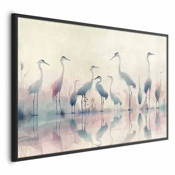 Plakat Ptaki nad jeziorem 42x29,7 cm z ramą czarną bez marginesu