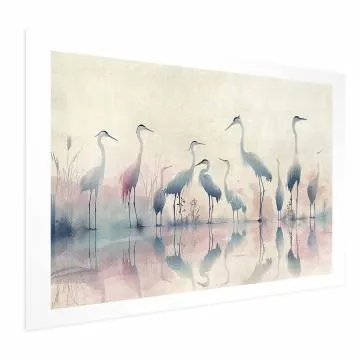 Plakat Ptaki nad jeziorem 42x29,7 cm bez ramy z marginesem