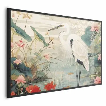 Plakat Nad azjatyckim stawem 60x40 cm z ramą czarną bez marginesu