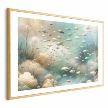 Plakat Oceaniczne piękno 42x29,7 cm z ramą złotą z marginesem