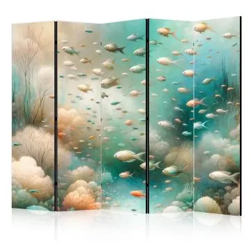 Parawan akustyczny Zwierzęta 225x172 cm 5-częściowy szary