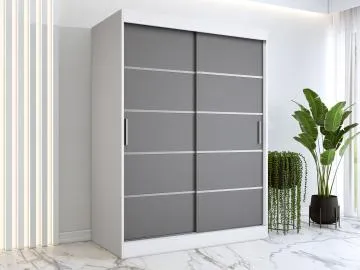 Szafa przesuwna MODUO COMFORT 150 biała mat/antracyt z listwami