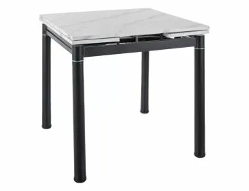 Stół rozkładany GD-082 80(131)x80 biały marmur/czarny mat