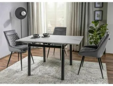 Stół rozkładany GD-082 80(131)x80 biały marmur/czarny mat