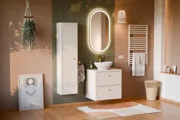Szafka pod umywalkę nablatową DONNA SAND 2S 60cm beż piaskowy z blatem
