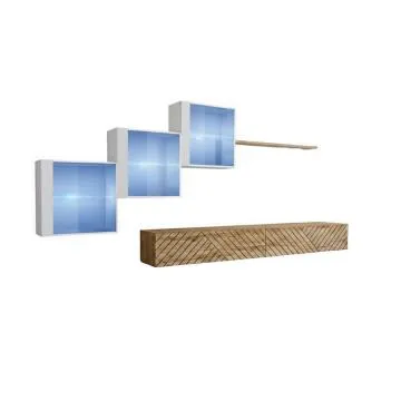 Meblościanka SWITCH LAMEL XX biała/dąb wotan