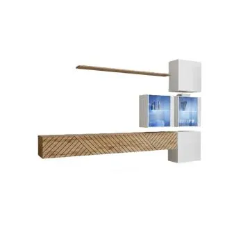 Meblościanka SWITCH LAMEL XIX biała/dąb wotan