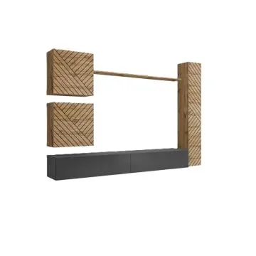 Meblościanka SWITCH LAMEL VIII dąb wotan/szara