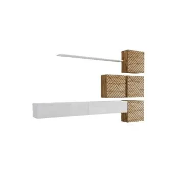 Meblościanka SWITCH LAMEL IX biała/dąb wotan