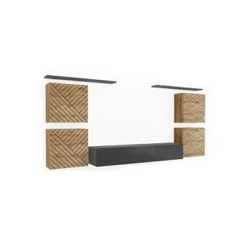 Meblościanka SWITCH LAMEL IV dąb wotan/szara