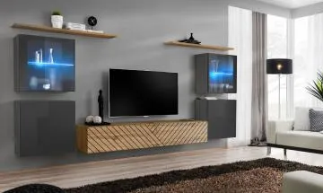 Meblościanka SWITCH LAMEL XIV szara/dąb wotan