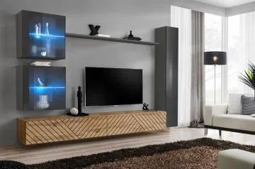 Meblościanka SWITCH LAMEL XVIII szara/dąb wotan