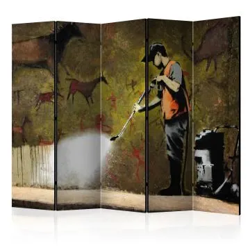 Parawan jednostronny Street art 225x172 cm 5-częściowy zielony