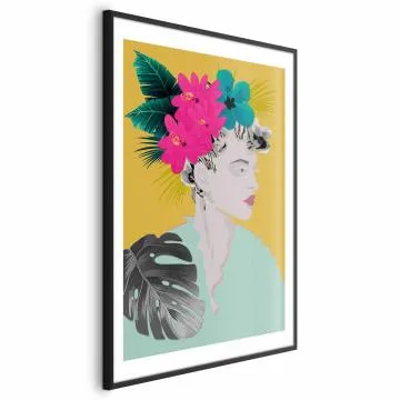 Plakat Kwiaty we włosach 21x30 cm z ramą czarną z marginesem
