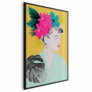 Plakat Kwiaty we włosach 21x30 cm z ramą czarną bez marginesu
