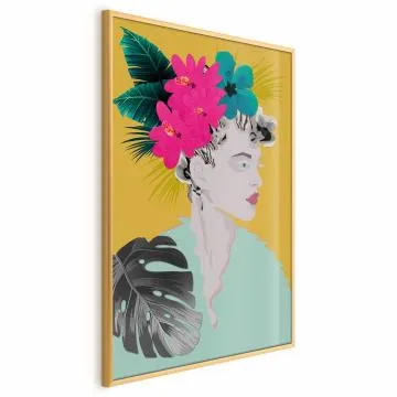 Plakat Kwiaty we włosach 40x60 cm z ramą złotą bez marginesu