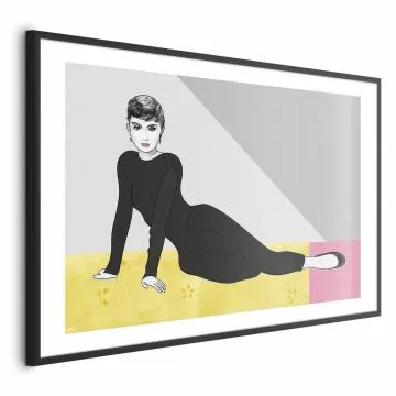 Plakat Piękna Audrey 42x29,7 cm z ramą czarną z marginesem