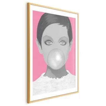 Plakat Guma balonowa 60x90 cm z ramą złotą z marginesem