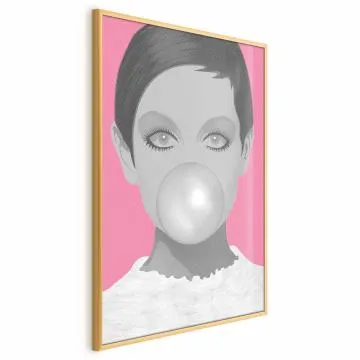 Plakat Guma balonowa 60x90 cm z ramą złotą bez marginesu