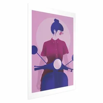 Plakat Kobieta na skuterze 60x90 cm bez ramy z marginesem