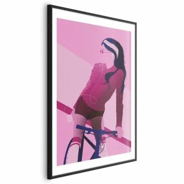 Plakat Kobieta na rowerze 60x90 cm z ramą czarną z marginesem