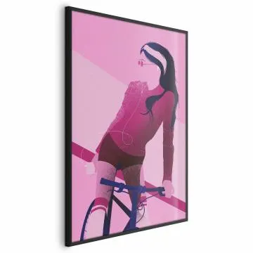 Plakat Kobieta na rowerze 60x90 cm z ramą czarną bez marginesu