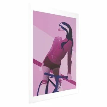Plakat Kobieta na rowerze 60x90 cm bez ramy z marginesem