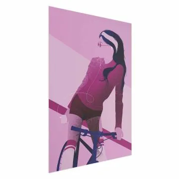 Plakat Kobieta na rowerze 21x30 cm bez ramy bez marginesu