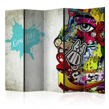 Parawan jednostronny Street art 225x172 cm 5-częściowy czerwony