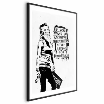 Plakat Dziewczyna z graffiti 29,7x42 cm z ramą czarną z marginesem