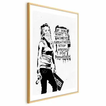 Plakat Dziewczyna z graffiti 29,7x42 cm z ramą złotą z marginesem