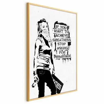 Plakat Dziewczyna z graffiti 60x90 cm z ramą złotą bez marginesu