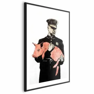 Plakat Policyjna świnia 29,7x42 cm z ramą czarną z marginesem