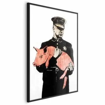 Plakat Policyjna świnia 29,7x42 cm z ramą czarną bez marginesu