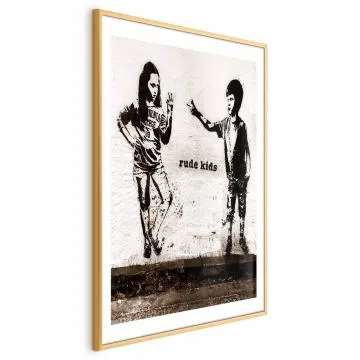 Plakat Niegrzeczne dzieci 21x30 cm z ramą złotą z marginesem