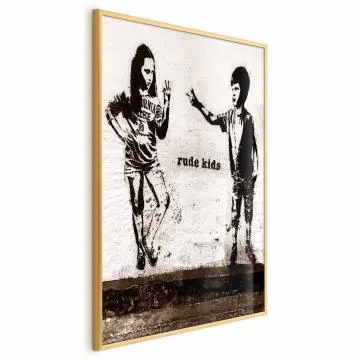 Plakat Niegrzeczne dzieci 21x30 cm z ramą złotą bez marginesu