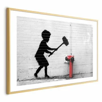 Plakat Zniszczyć hydrant 60x40 cm z ramą złotą z marginesem