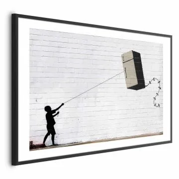 Plakat Latająca lodówka 90x60 cm z ramą czarną z marginesem