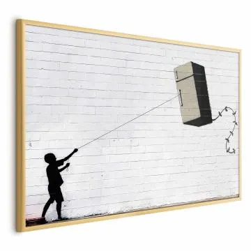 Plakat Latająca lodówka 30x21 cm z ramą złotą bez marginesu