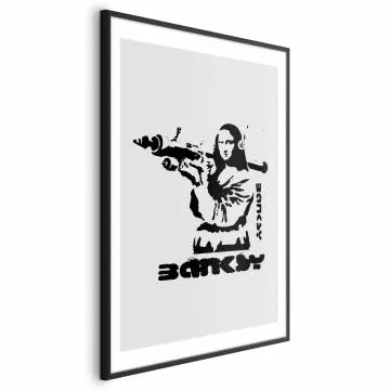 Plakat Mona Lisa z bazuką 60x90 cm z ramą czarną z marginesem