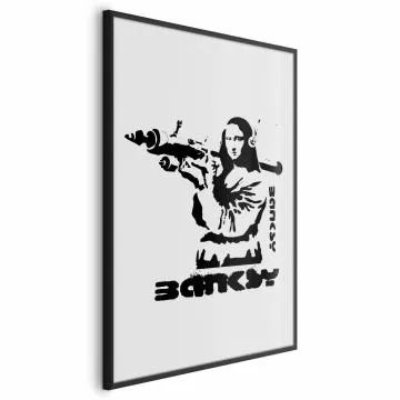 Plakat Mona Lisa z bazuką 60x90 cm z ramą czarną bez marginesu
