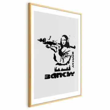 Plakat Mona Lisa z bazuką 29,7x42 cm z ramą złotą z marginesem