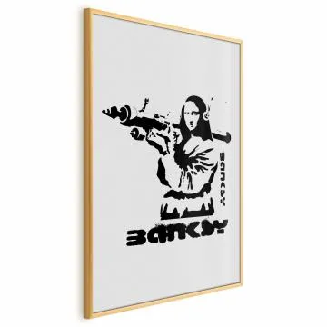 Plakat Mona Lisa z bazuką 29,7x42 cm z ramą złotą bez marginesu