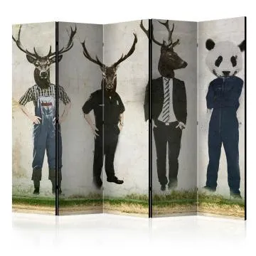 Parawan dwustronny Zwierzęta 225x172 cm 5-częściowy zielony