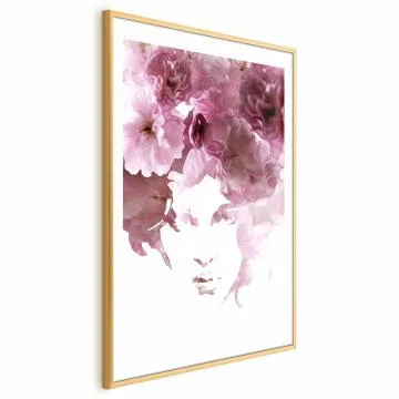 Plakat Kwieciste spojrzenie 60x90 cm z ramą złotą z marginesem