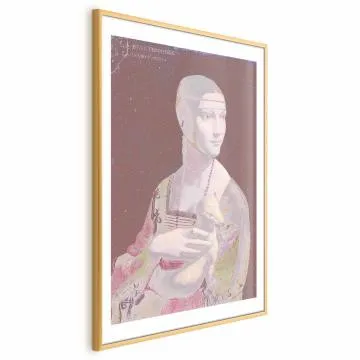Plakat Pastelowa dama 60x90 cm z ramą złotą z marginesem