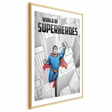 Plakat Superheroes 29,7x42 cm z ramą złotą z marginesem