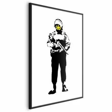 Plakat Uśmiechnięty policjant 29,7x42 cm z ramą czarną bez marginesu