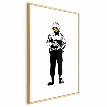 Plakat Uśmiechnięty policjant 29,7x42 cm z ramą złotą z marginesem