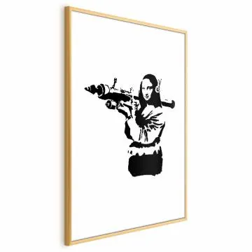 Plakat Banksy Mona Lisa 60x90 cm z ramą złotą z marginesem